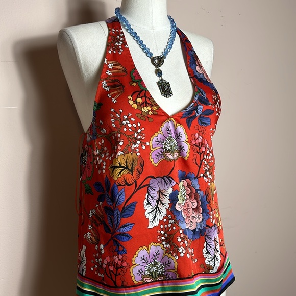 Express Floral Scarf Halter  top Open Back size XS - Picture 2 of 13